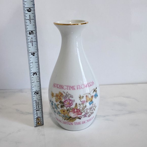 Vintage Cottagecore Cute Saying Mini Porcelain Bud Vase Made in Japan - Picture 3 of 7